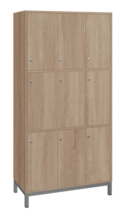 SBS-3333 šatní skříň 9-boxová, 1800x900x400 mm, kovové nohy, dub bardolino